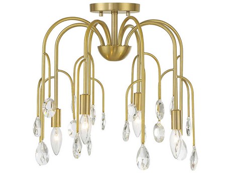 Savoy House Anholt 4-Light Noble Brass Crystal Semi Flush Mount