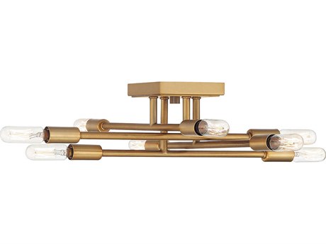 Savoy House Lyrique 8-Light Warm Brass Linear Sputnik Semi Flush Mount