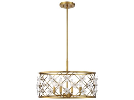 Savoy House Bailey 4-Light Warm Brass Drum Pendant