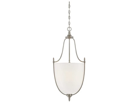 Savoy House Herndon 3-Light Satin Nickel Glass Bell Pendant