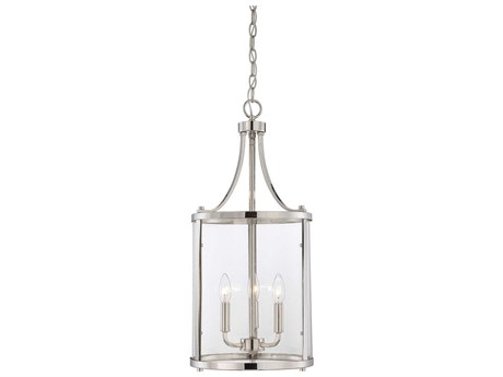 Savoy House Penrose 3-Light Polished Nickel Glass Candelabra Cylinder Chandelier