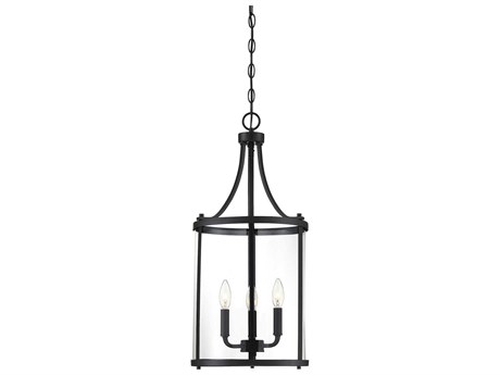 Savoy House Penrose 3-Light Black Glass Candelabra Cylinder Chandelier