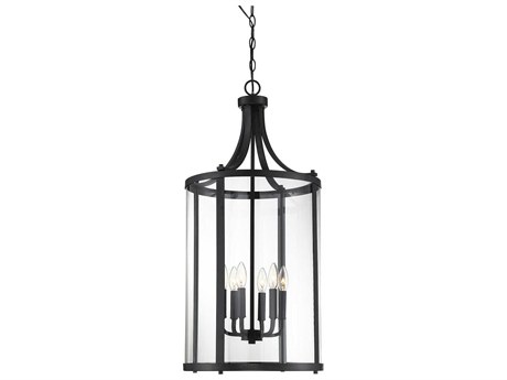 Savoy House Penrose 6-Light Black Glass Candelabra Cylinder Chandelier
