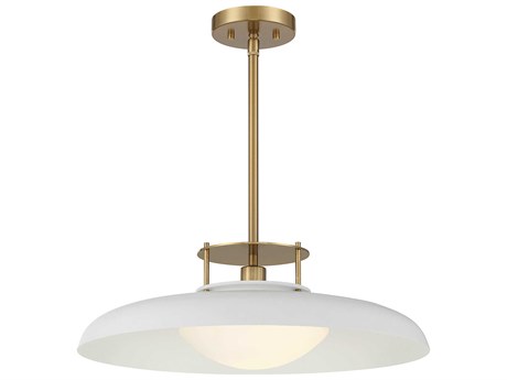 Savoy House Gavin 1-Light White Warm Brass Glass Bowl Dome Pendant