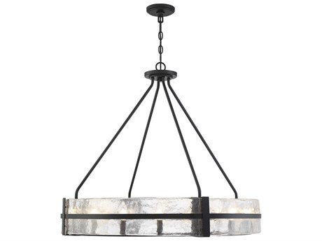 Savoy House Hudson 12-Light Matte Black Glass Candelabra Round Chandelier
