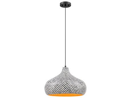 Savoy House Jade 1-Light Black White Shell Pendant