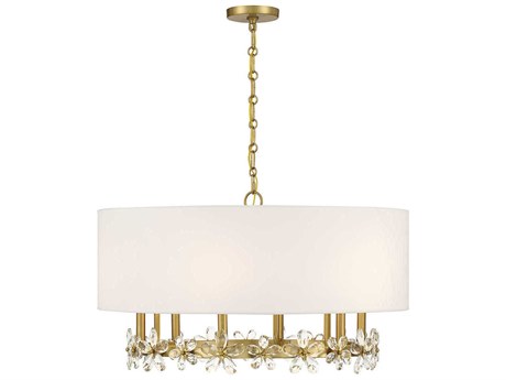 Savoy House Dahlia 6-Light Warm Brass Crystal Drum Pendant
