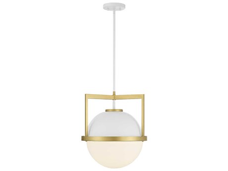 Savoy House Carlysle 1-Light White Warm Brass Glass Globe Pendant