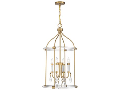Savoy House Mayfair 4-Light Warm Brass Chrome Lantern Pendant