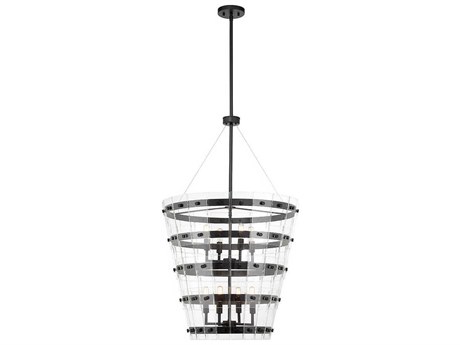 Savoy House Ventari 8-Light Matte Black Glass Candelabra Chandelier