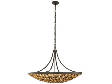 Savoy House Ventura 8-Light Matte Black Gold Bowl Pendant