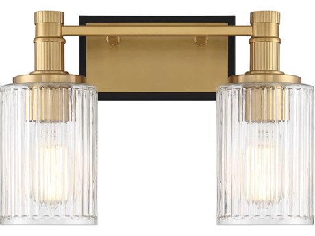 Savoy House Concord 2-Light Matte Black Warm Brass Vanity Light