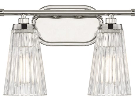 Savoy House Chantilly 2-Light Polished Nickel Glass Vanity Light