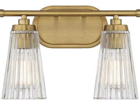 Savoy House Chantilly 2-Light Warm Brass Glass Vanity Light