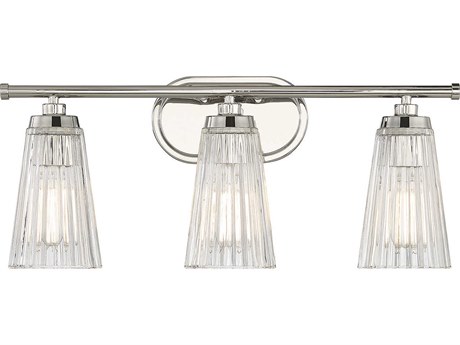 Savoy House Chantilly 3-Light Polished Nickel Glass Vanity Light