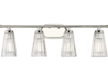 Savoy House Chantilly 4-Light Polished Nickel Glass Vanity Light