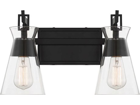Savoy House Lakewood 2-Light Matte Black Glass Vanity Light