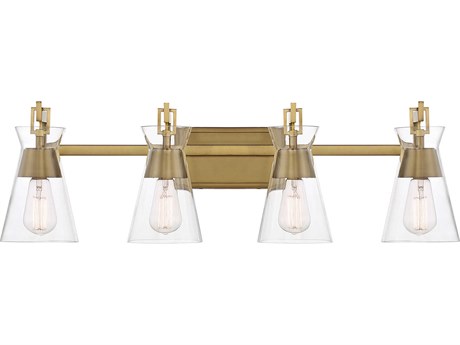 Savoy House Lakewood 4-Light Warm Brass Glass Vanity Light