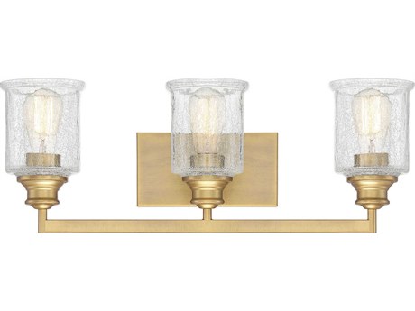 Savoy House Hampton 3-Light Warm Brass Glass Vanity Light