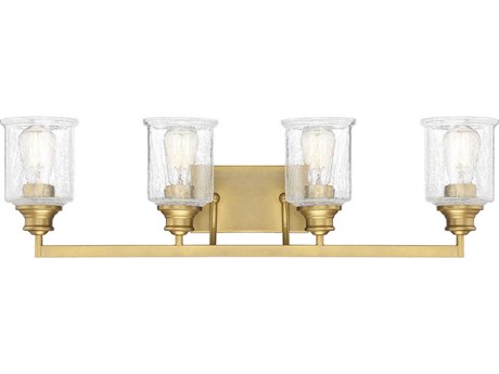 Savoy House Hampton 4-Light Warm Brass Glass Vanity Light