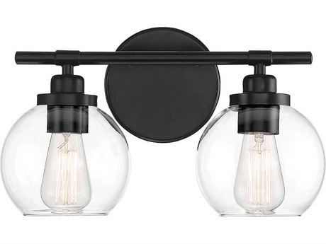Savoy House Carson 2-Light Matte Black Glass Vanity Light