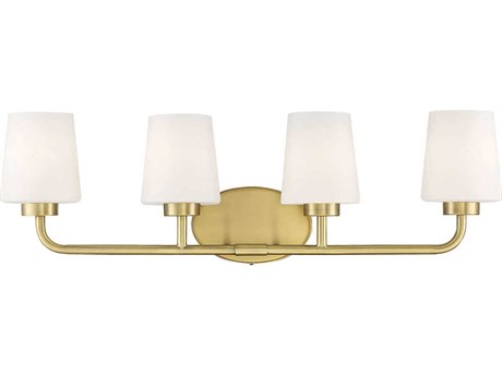 Savoy House Capra 4-Light Warm Brass White Glass Vanity Light