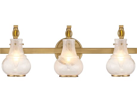 Savoy House Adams 3-Light Warm Brass Glass Vanity Light