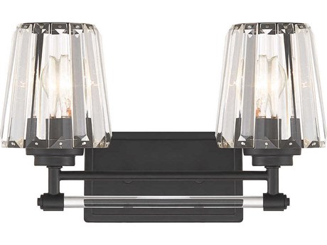 Savoy House Garnet 2-Light Matte Black Crystal Vanity Light