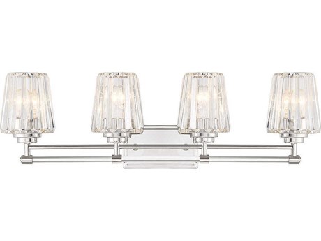 Savoy House Garnet 4-Light Polished Nickel Chrome Crystal Vanity Light