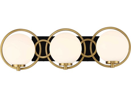 Savoy House Alhambra 3-Light Matte Black Warm Brass Vanity Light