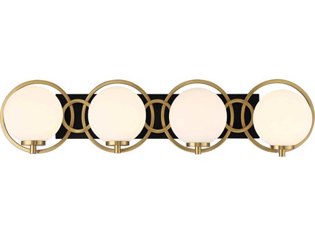 Savoy House Alhambra 4-Light Matte Black Warm Brass Vanity Light