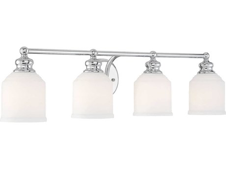 Savoy House Melrose 4-Light Polished Chrome Glass Vanity Light
