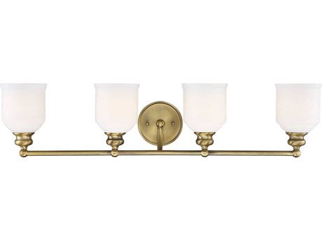 Savoy House Melrose 4-Light Warm Brass Glass Vanity Light