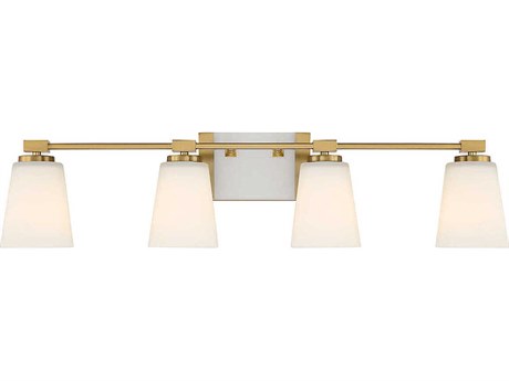 Savoy House Darby 4-Light Warm Brass Glass Vanity Light