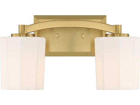 Savoy House Whitney 2-Light Warm Brass Glass Vanity Light