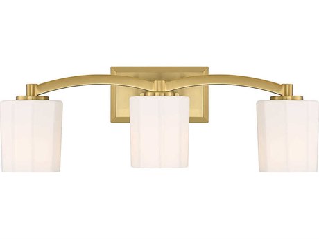 Savoy House Whitney 3-Light Warm Brass Glass Vanity Light