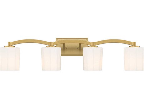 Savoy House Whitney 4-Light Warm Brass Glass Vanity Light