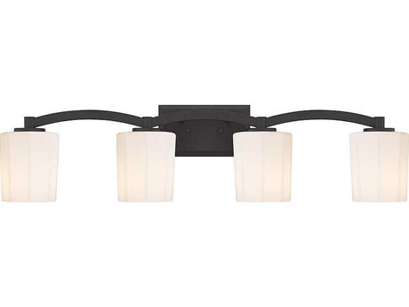 Savoy House Whitney 4-Light Matte Black Glass Vanity Light