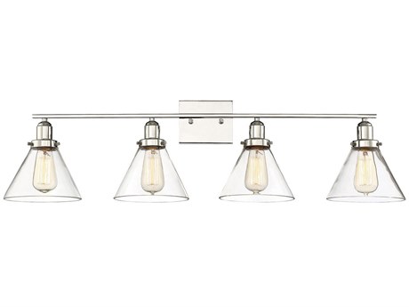 Savoy House Drake 4-Light Polished Nickel Glass Vanity Light