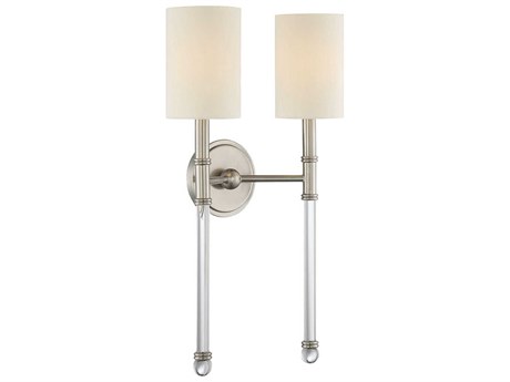 Savoy House Fremont 2-Light Satin Nickel Glass Wall Sconce