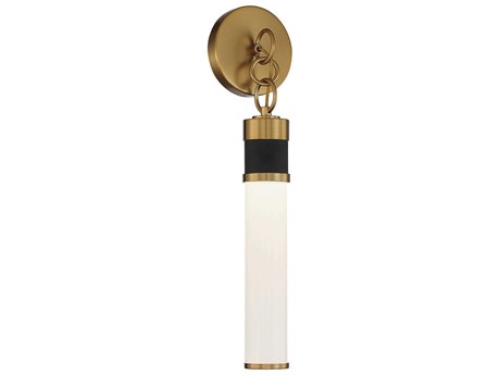 Savoy House Abel 1-Light Matte Black Warm Brass Glass LED Wall Sconce