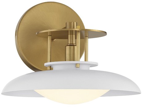 Savoy House Gavin 1-Light White Warm Brass Glass Wall Sconce