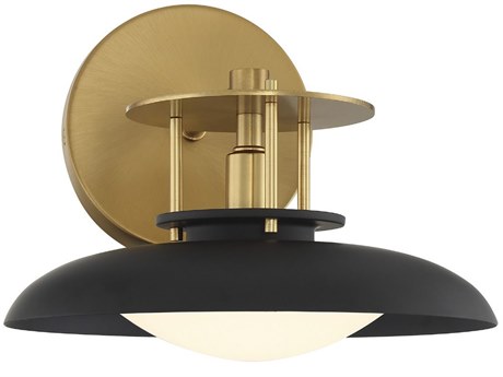 Savoy House Gavin 1-Light Matte Black Warm Brass Glass Wall Sconce