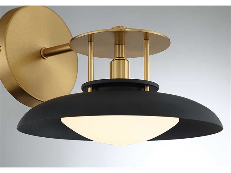 Savoy House Gavin Matte Black / Warm Brass 1light Vanity Light