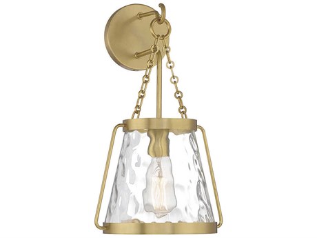 Savoy House Crawford 1-Light Warm Brass Glass Wall Sconce