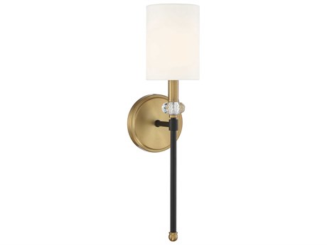 Savoy House Tivoli 1-Light Matte Black Warm Brass Crystal Wall Sconce