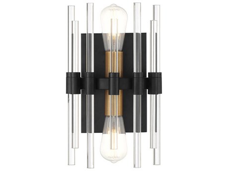 Savoy House Santiago 2-Light Matte Black Warm Brass Wall Sconce