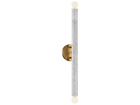 Savoy House Callaway 2-Light White Marble Warm Brass Wall Sconce