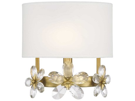 Savoy House Dahlia 1-Light Warm Brass Crystal Wall Sconce