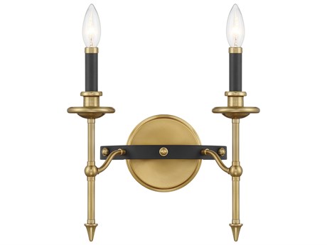 Savoy House Consulate 2-Light Matte Black Warm Brass Traditional Wall Sconce